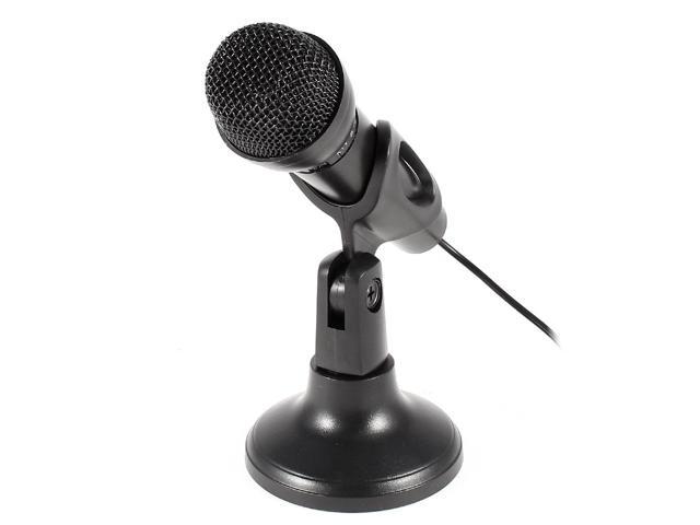 Mini 3.5mm Net KTV Desktop Microphone for Computer w/ Stand Holder - Black