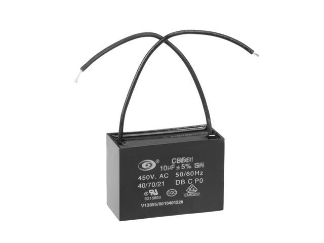 uxcell® CBB61 Run Capacitor 450V AC 10uF 2 Wires Metallized Polypropylene Film Capacitors for Ceiling Fan 2pcs 