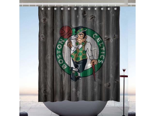 Boston Celtics Nba Design Polyester Fabric Bath Shower Curtain