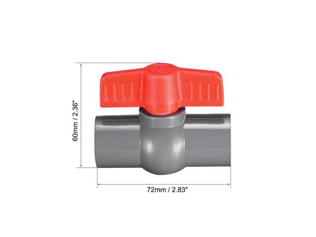 PVC Ball Valve Supply Pipe Knob Thread Ends 2 Inner Hole Diameter Red Gray 2Pcs
