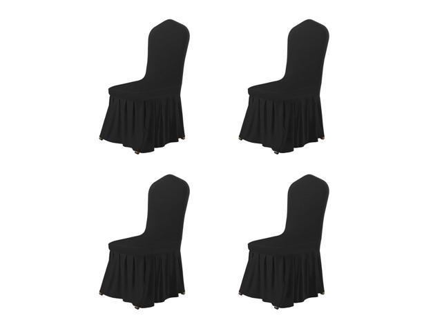 Stretch Spandex Round Top Dining Room Chair Covers Long Ruffled