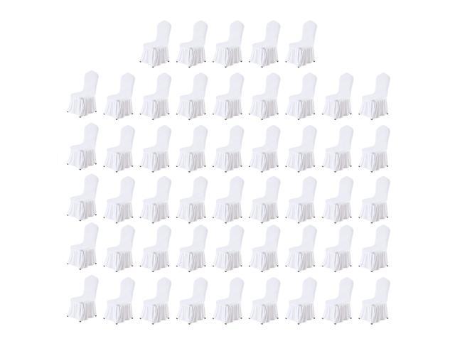Shorty Chair Seat Covers White 50pcs, Round Top Dining Room Chair Slipcovers