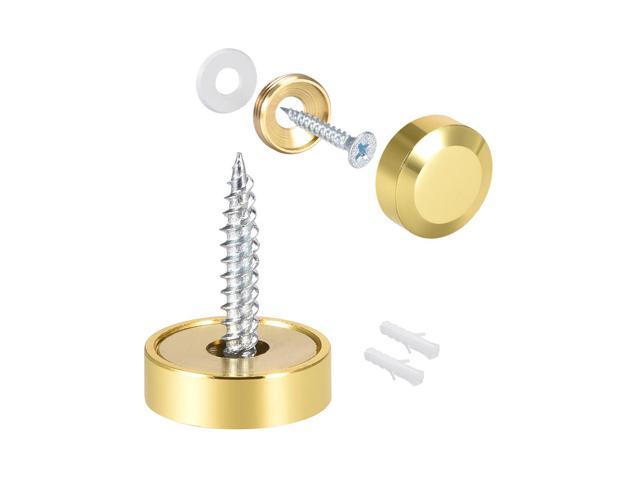 4Pcs 12-16mm Dia Brass Mirror Screws Decorative Caps Cover Nails Polished Gold 