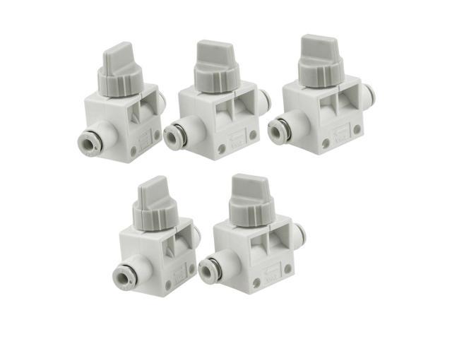 5 Pcs 5/16" Tube Push in One Touch Quick Connector Two Way Hand Valves 