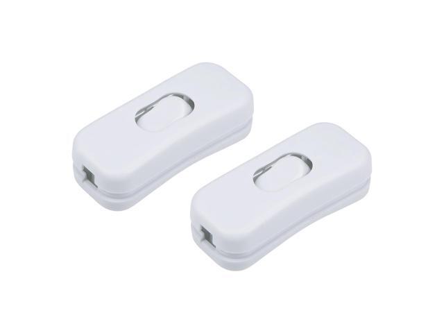 White Inline Rocker Cord Switch 1A DPST 