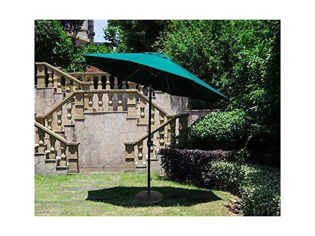 Abba Patio 9 Ft Outdoor Patio Table Aluminum Umbrella With Auto Tilt And Crank Alu 8 Ribs Waterproof Pu Coated Polyester Dark Green Newegg Com