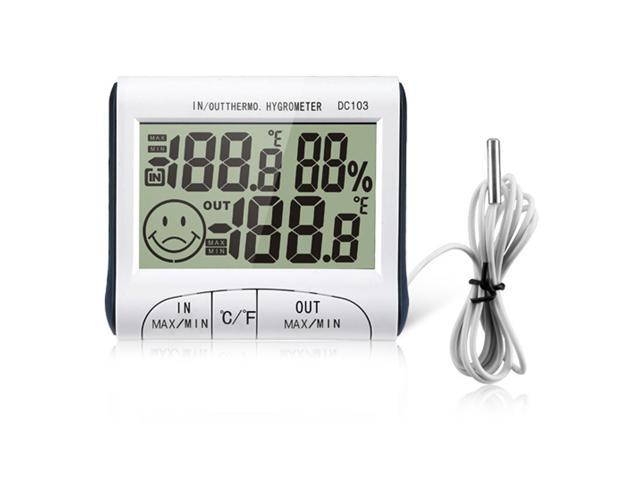 Digital LCD Indoor Outdoor Humidity Hygrometer Thermometer Meter Probe Cable C/F 