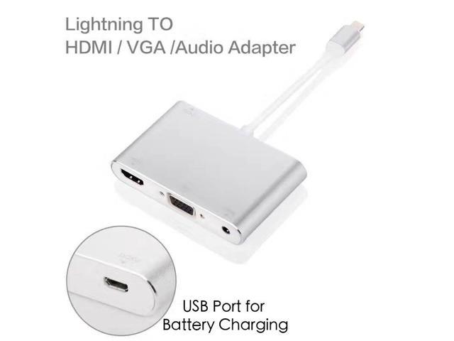 Lightning To Digital Av Multiport Hdmi Vga Audio Adapter For Iphone X Iphone 8 Plus Iphone 7 Plus Newegg Com