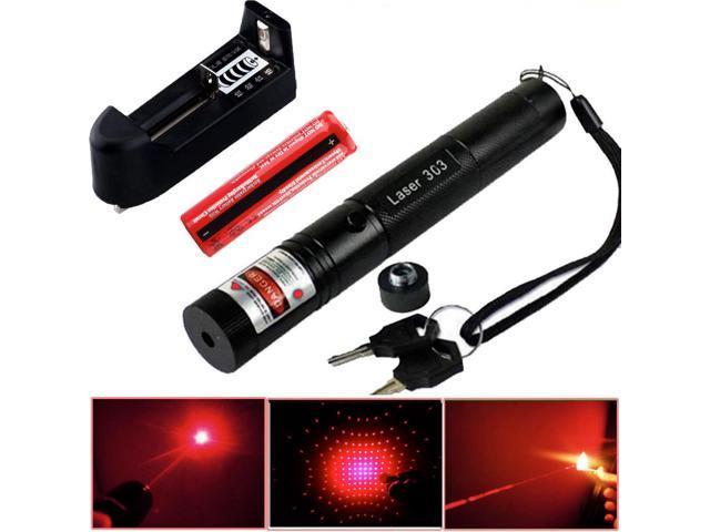 650nm Red Laser Pointer Laser Pen Rescue Laser Beam Camping Light+5 Caps ＜1MW 