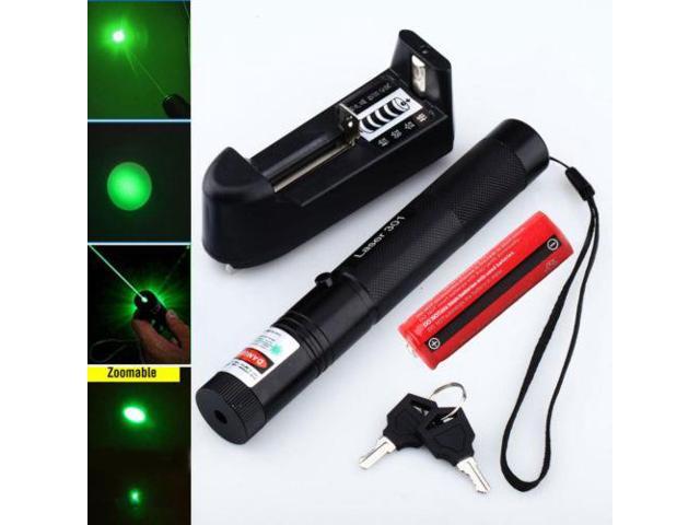 2x Powerful Military Green Laser Pointer Pen Visible Beam Light+Battery+Charger 
