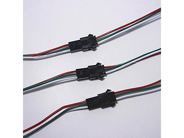 Receptacle Cable Set Male Female plug LED Connector Cable For WS2812B WS2811 WS2812 LED Strip Lamp 15cm Long Wire Nutbro 20 Pairs 3-pin JST SM Plug