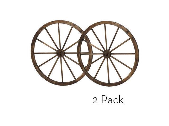 36 In Steel Rimmed Wooden Wagon Wheels Decorative Wall Decor
