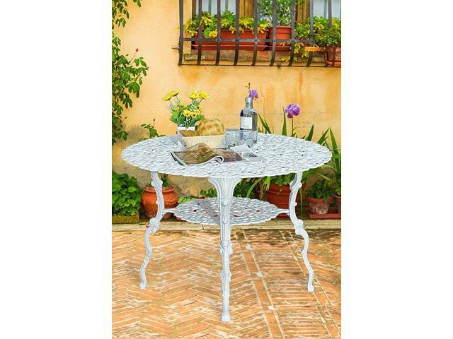 Antique Victorian Cast Aluminum Patio Dining Table White Heart