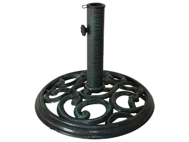 18 In Round Cast Iron Swirl Patio Umbrella Base Verdigris Green Newegg Com