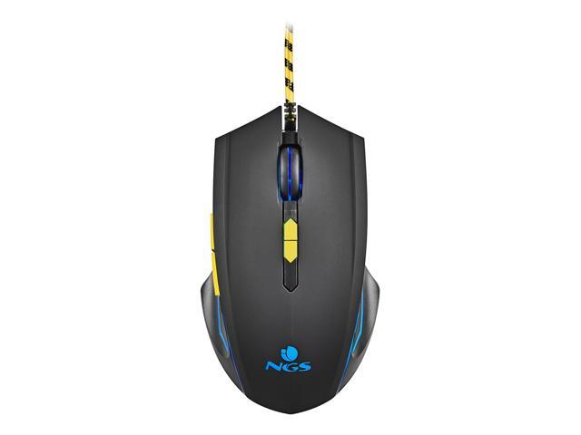 NGS GMX-123, Wired Gaming Mouse with LED Lights and Braided Cable, Black