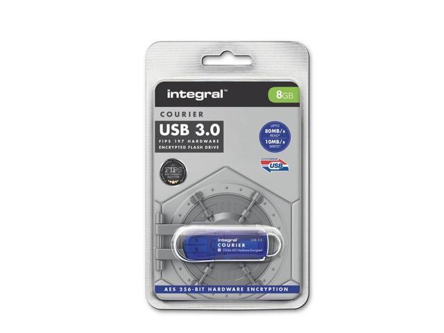 8GB Integral Courier FIPS 197 Encrypted USB2.0 Flash Drive 256-bit Encryption 