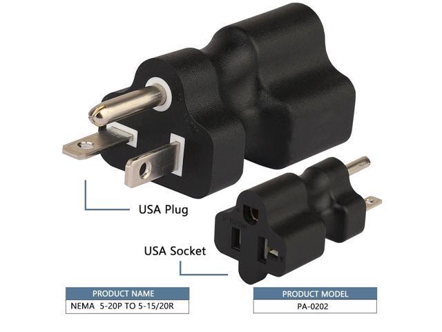 5xPack Nema 5-20P Male to 5-15R/20R Female Adapter,20 A to 15A T-Blade Adapter 