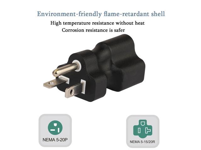 5-20P to 5-15R & 5-20R, 2-IN-1 Nema 5-20P Male to Nema 5-15/20R Female AC  Adapter,20 Amp T-Blade Male Plug to 15A/20A,5-20P TO 5-15R,5-20R Combo
