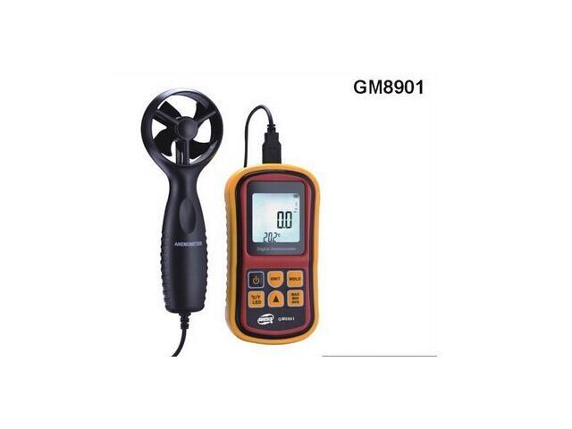 TeKit GM8901 Hand Held Anemometer Electronic Digital 0~45m/s Anemometer Wind Speed Meter + Thermometer
