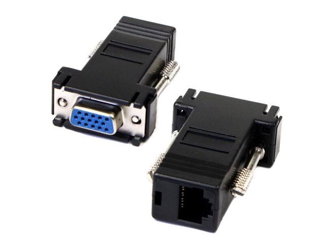 15~pin HD~15 VGA Extender Male To LAN CAT5/6 RJ45 Network Cable Female Adapter 