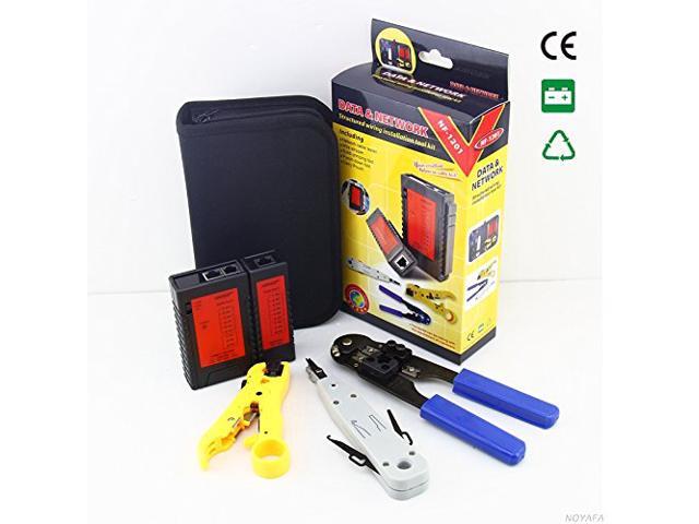 Networking RJ45 Connector Crimper Punch Down with Stripper Cable Tester Tool Kit 