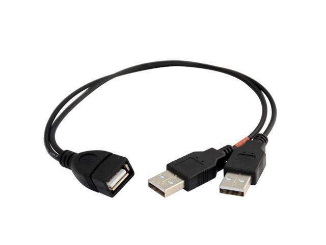 Lysee Data Cables USB 2.0 a Power Enhancer Y 1 Female to 2 Male Data Charge Cable Extension Cord #141 