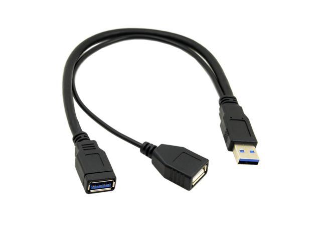 50cm Length HUFAN 2 USB 2.0 Male to 2-Port USB 2.0 Female with 2 Screw Holes Extension Cable