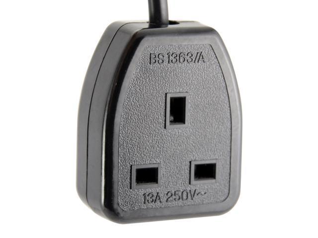Computer Spares 2m IEC C14 Plug to 1 Gang Mains Power UK Socket 13A