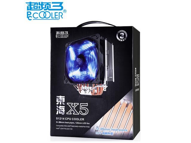 Color : East China Sea X5 Durable Three X5 775/1151 Desktop Temperature Control L Blue Radiator Beautiful X6cpu Intelligent LED Fan 