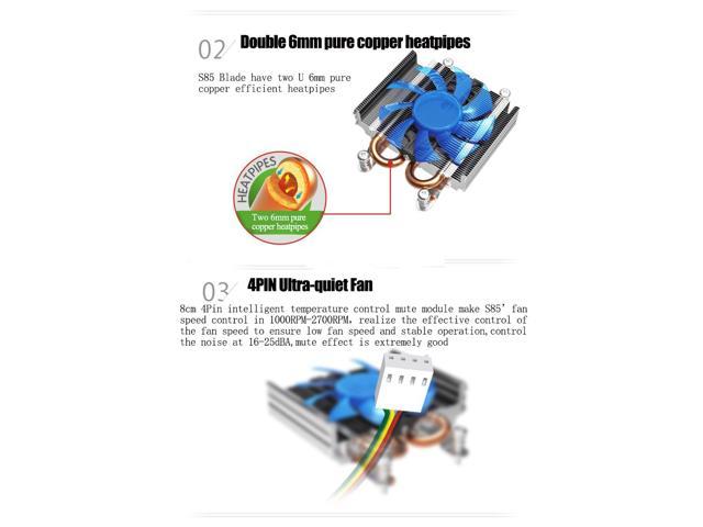 4pin pwm 2 heatpipe ultra-thin for HTPC mini case all-in-one for Intel 775//1155//1156 CPU cooler fan radiator Sile Value-5-Star