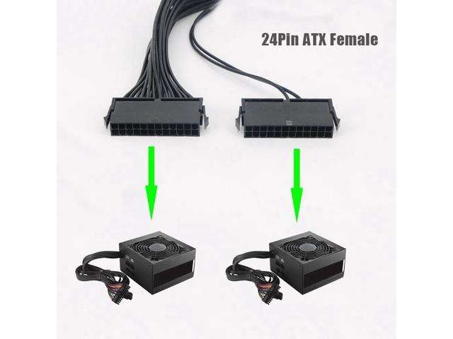 ATX 24-Pin 20+4Pin Dual PSU Power Supply Extension Cable Synchronous  Connector Cord Cable for Mining ,Power Supply Splitter, Dual PSU Cable  Adapter 24 