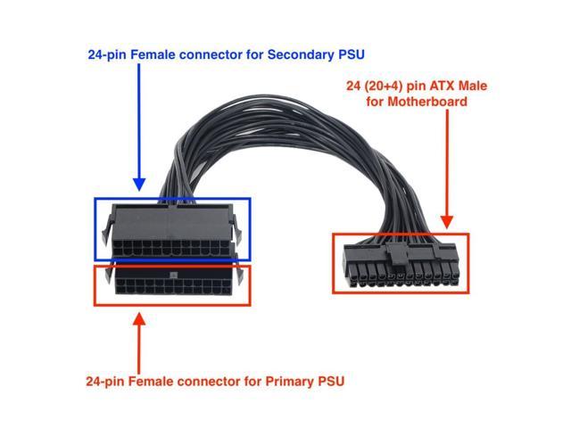 20M/24F Canada 6" Molex ATX Power Cable 20-Pin Male to 24-Pin Female 