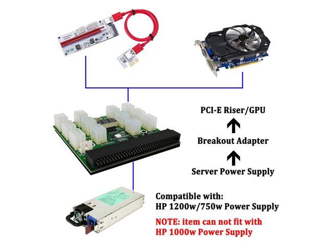 Kafuty-1 ETH ETC Mining GPU PSU Power Supply Breakout Board Adapter,12V 1200w/750w Breakout Board for HP PSU GPU Mining,12 ATX 2x3 Pin Outputs