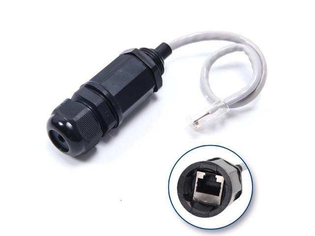 Waterproof RJ45 Male Female Connector with 8" cable for Ethernet Lan Network 
