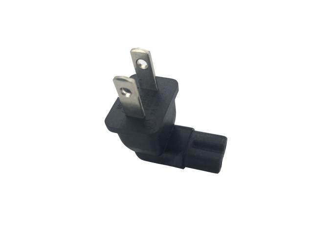 US 2 Prong Right Angle AC power Plug Adapter IEC C7 receptacle to NEMA 1-15P 