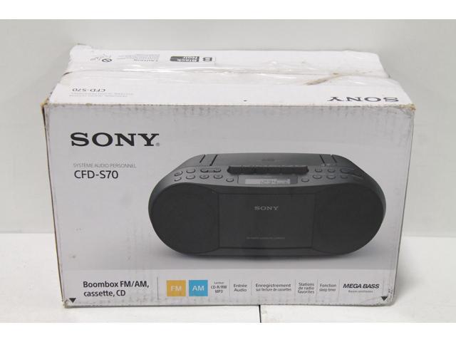 Sony Stereo CD/Cassette Boombox Home Audio Radio Black CFDS70BLK 