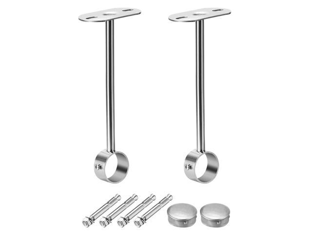 Ceiling Mount Bracket Wardrobe Pipe Bracket 32mm Dia Shower Curtain Closet Wardrobe Rod Lever Support Holder Pipe Flange Socket 2pcs 300mm Height