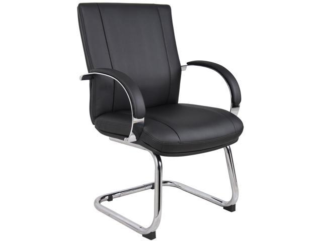 Boss Office Products Boss Aaria Elektra Guest Chair, Chrome Finish, Black Upholstery AELE40C-BK AELE40C-BK