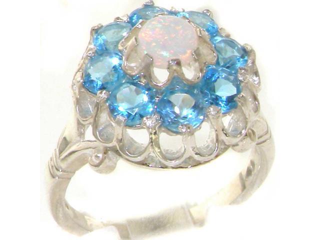 COOL BLUE TOPAZ BLUE OPAL 925 STERLING SILVER RING SIZE 7