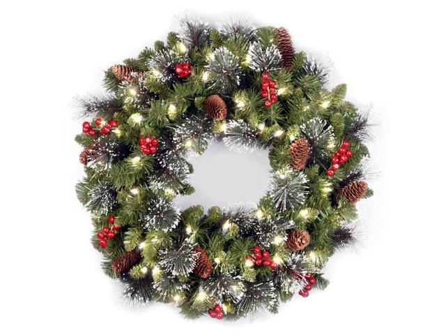Photo 1 of 24" Crestwood Spruce Wreath with Battery Operated Warm White LED Lights