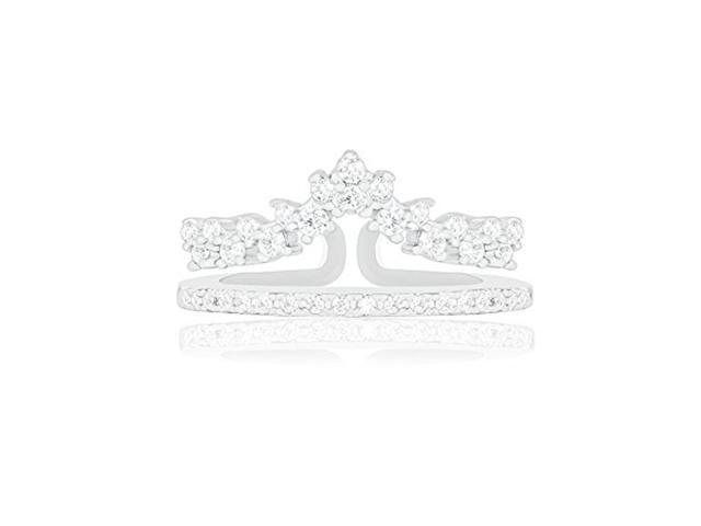 18k White Gold Plated Princess Crown Tiara Cubic Zirconia Enhancer Guard Double Ring Newegg Com - roblox princess crown