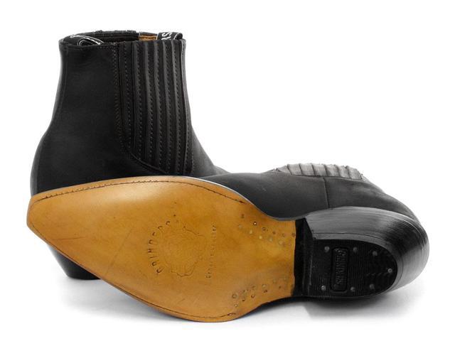 Men's Leather Grinders Mustang Black Cowboy Western Slip On Cuban Heel Boots 
