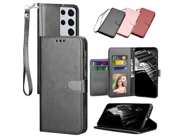 Samsung Galaxy S10 Case,Shockproof PU Leather Flip Cover Notebook Wallet Case with Magnetic Closure Stand Card Holder ID Slot Folio Soft TPU Bumper Protective Skin,Black ground flower