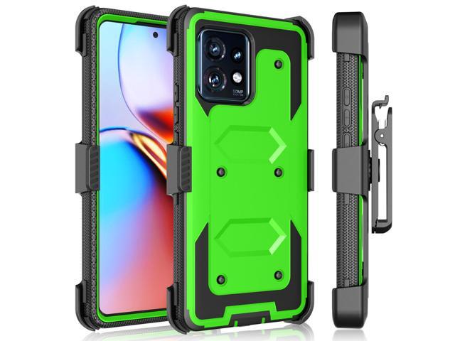 Jeelar ESONG Cover per Motorola Edge 40 Neo,Custodia Protettiva di Grado Militare e con Scorrevole Fotocamera Proteggi/ 2 Pezzi Pellicola Vetro Temperato/360° Magnetica Anello Supporto-Rosso
