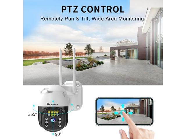 Two Way Talk Pan and Tilt Luowice PTZ Security Camera Outdoor 5MP FHD Wireless IP Camera with Human Detection Color Night Vision Floodlight and Siren Auto Tracking Waterproof 