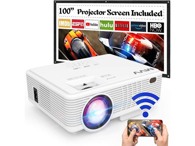 Upgrade 7500L Jinou Projector with WiFi 100 Inch Screen Included Supports 1080P Synchronize Smartphone by WiFi/USB Cable Home Entertainment Mini for Outdoor Movies 
