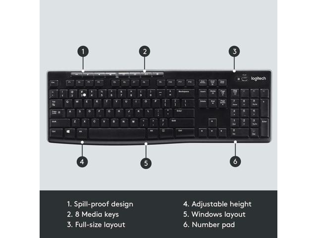 Refurbished: Logitech K270 Wireless 2.4 GHz QWERTY Full Size Spill ...