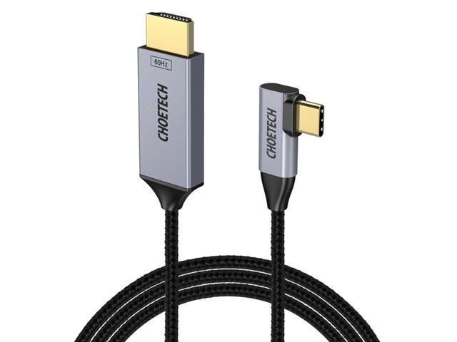 Choetech Usb C To Hdmi Cable 4k 60hz 90 Degree 6ft Braided Usb Type C To Hdmi Adapter Cable Thunderbolt 3 Compatible 2018 Macbook Pro Ipad Pro 2018 Imac 2017 Surface Book 2 Galaxy