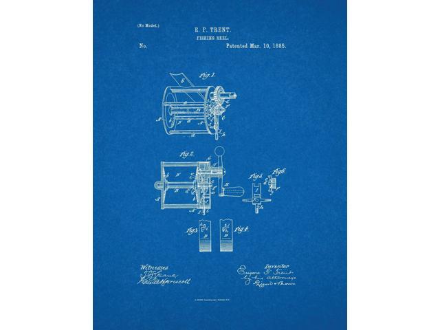 TRENT 1885 Art United States Patent Office Print Fishing Reel E.F