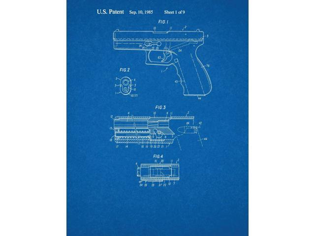 Glock 17 Gun Patent Print Black